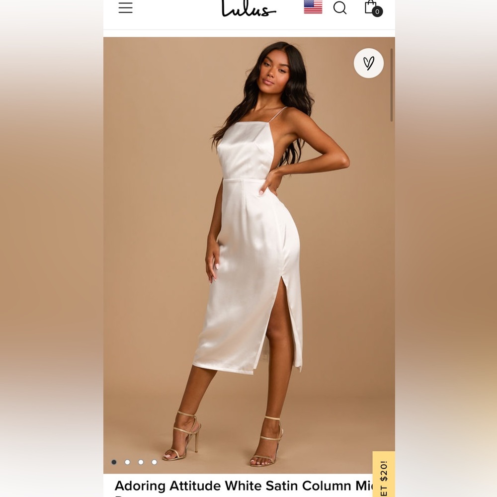 Lulus | Adoring Attitude White Satin Column Midi Dress